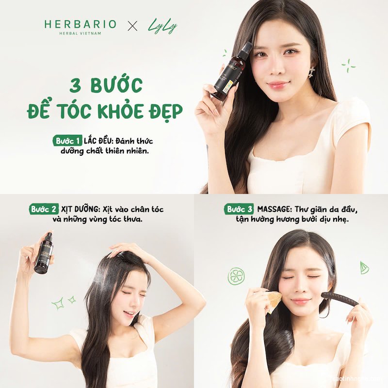 Cách dùng nước dưỡng tóc bưởi Herbario cach dung nuoc duong toc buoi Herbario