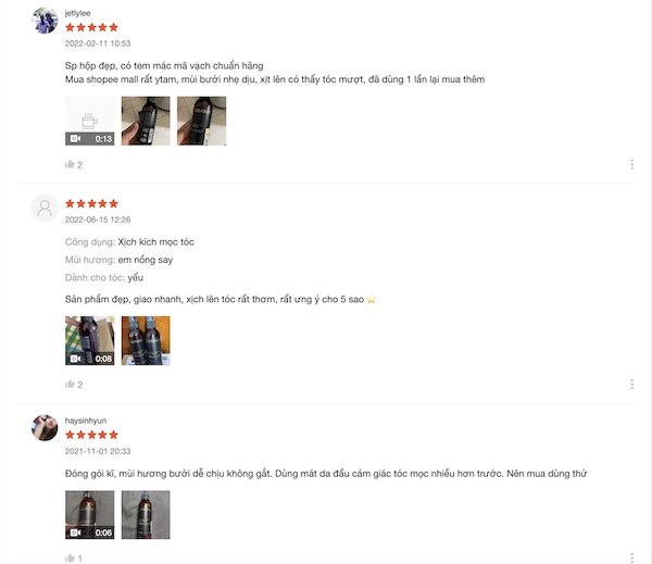 danh gia nuoc duong toc herbario tren shopee